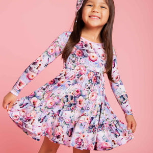 Baby Kids Bamboo Pajamas — Rose From The Dead Long Sleeve Dress & Shorts Set — Image 1