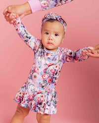 Baby Kids Bamboo Pajamas — Rose From The Dead Long Sleeve Ruffle Dress — Image 1