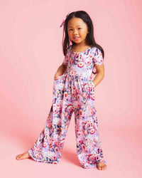 Baby Kids Bamboo Pajamas — Rose From The Dead Short Sleeve Wide Leg Jumpsuit — Image 1