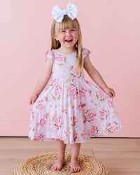 Baby Kids Bamboo Pajamas — Rosey Moments Girls Dress & Shorts Set — Image 1