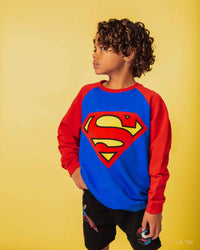 Baby Kids Bamboo Pajamas — SUPERMAN™ Crest Crew Neck Sweatshirt — Image 1