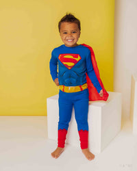 Baby Kids Bamboo Pajamas — SUPERMAN™ Long Sleeve Set with Removable Cape — Image 1