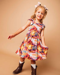 Baby Kids Bamboo Pajamas — Saddle Up Sunset Cap Sleeve Dress & Shorts Set — Image 1