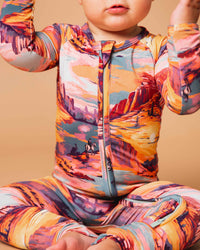 Baby Kids Bamboo Pajamas — Saddle Up Sunset Convertible Romper — Image 1