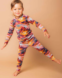 Baby Kids Bamboo Pajamas — Saddle Up Sunset Long Sleeve Pajama Set — Image 1