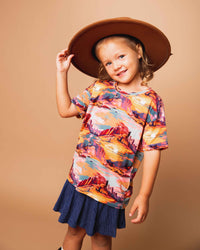 Baby Kids Bamboo Pajamas — Saddle Up Sunset T-Shirt — Image 1