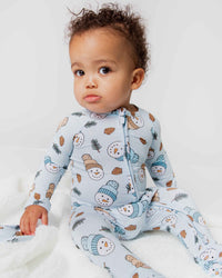 Baby Kids Bamboo Pajamas — Say It Ain't Snow Convertible Romper — Image 1