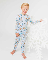 Baby Kids Bamboo Pajamas — Say It Ain't Snow Long Sleeve Pajama Set — Image 1