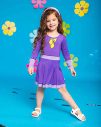 Baby Kids Bamboo Pajamas — Scooby-Doo™ Daphne Girls Pleated Dress & Shorts Set — Image 1