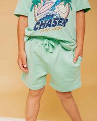 Baby Kids Bamboo Pajamas — Seafoam Pull-On Shorts — Image 1