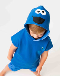 Baby Kids Bamboo Pajamas — Sesame Street™ C is for Cookie Monster Short Sleeve Hoodie — Image 1