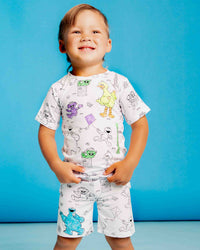 Baby Kids Bamboo Pajamas — Sesame Street™ Colorable Short Sleeve Two-Piece Pajama Shorts Set — Image 1