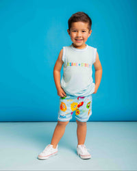 Baby Kids Bamboo Pajamas — Sesame Street™ Elmo and Friends Jersey Top with Shorts — Image 1