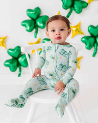 Baby Kids Bamboo Pajamas — Shamrockin' Sparkles Convertible Romper — Image 1