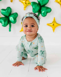 Baby Kids Bamboo Pajamas — Shamrockin' Sparkles Headwrap — Image 1