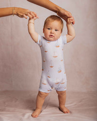 Baby Kids Bamboo Pajamas — Ship Happens Shortie Romper — Image 1