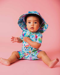 Baby Kids Bamboo Pajamas — The Turtle Package Shortie Romper — Image 1