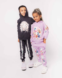 Baby Kids Bamboo Pajamas — Electric Skeleton Hooded Relaxed Fit Jogger Set — Image 1