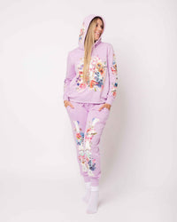 Baby Kids Bamboo Pajamas — Floral Skeleton Women's Hooded Jogger Set — Image 1