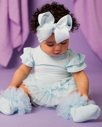 Baby Kids Bamboo Pajamas — Skydrop Bow Headband — Image 1