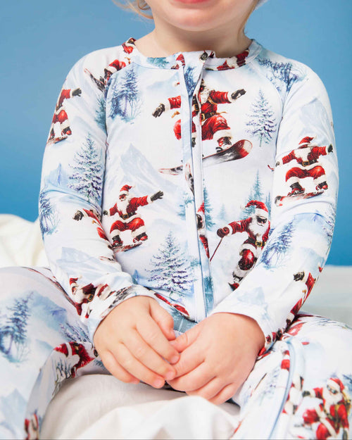 Baby Kids Bamboo Pajamas — Sleigh the Slopes Convertible Romper — Image 6