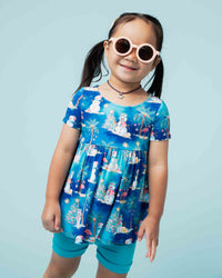 Baby Kids Bamboo Pajamas — Sleighin' the Heat Short Sleeve Empire Waist Top & Shorts Set — Image 1