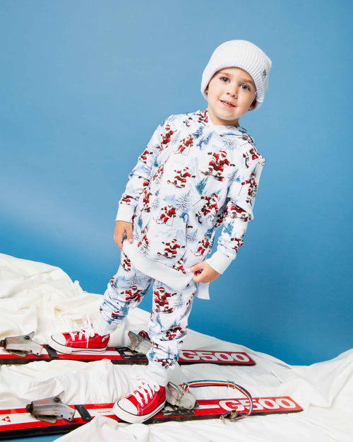 Baby Kids Bamboo Pajamas — Sleigh the Slopes Hooded Jogger Set — Image 7