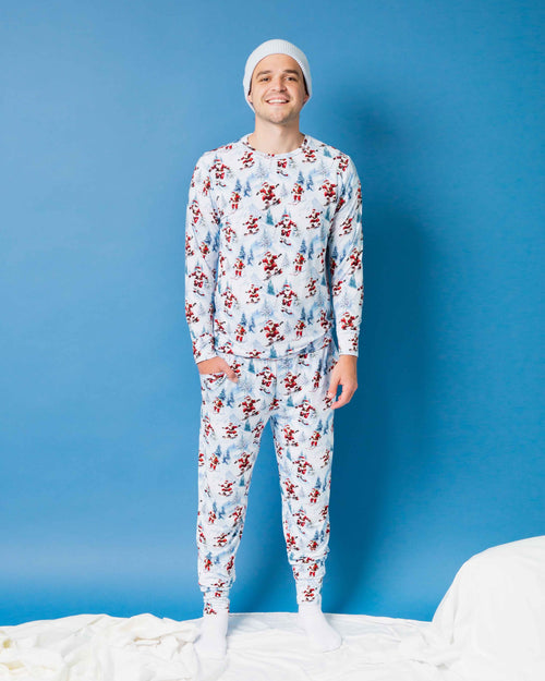 Baby Kids Bamboo Pajamas — Sleigh the Slopes Men's Long Sleeve Shirt — Image 3