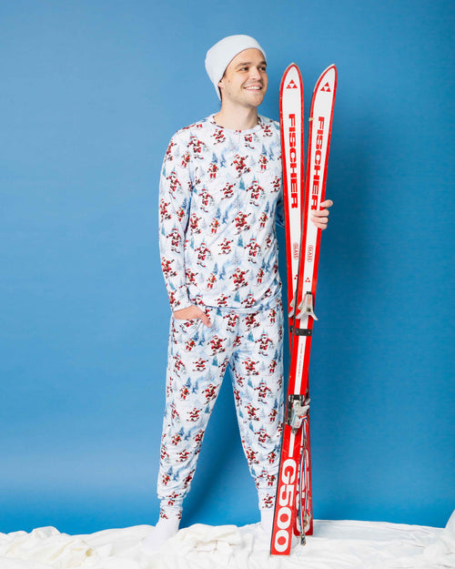 Baby Kids Bamboo Pajamas — Sleigh the Slopes Men's Long Sleeve Shirt — Image 5