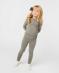 Baby Kids Bamboo Pajamas — Olive The Above Long Sleeve Pajama Set — Image 1