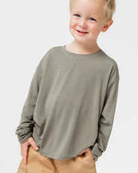Baby Kids Bamboo Pajamas — Olive The Above Long Sleeve Shirt — Image 1
