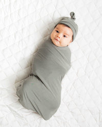 Baby Kids Bamboo Pajamas — Olive The Above Swaddle & Beanie Set — Image 1