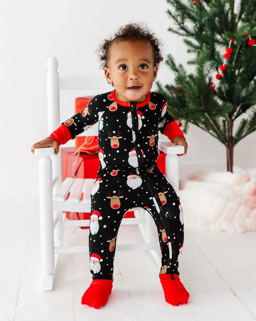 Baby Kids Bamboo Pajamas — Snow Ho Ho Convertible Romper — Image 6