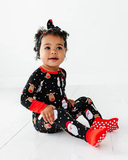 Baby Kids Bamboo Pajamas — Snow Ho Ho Convertible Romper — Image 11