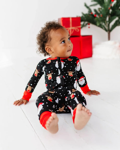 Baby Kids Bamboo Pajamas — Snow Ho Ho Convertible Romper — Image 13