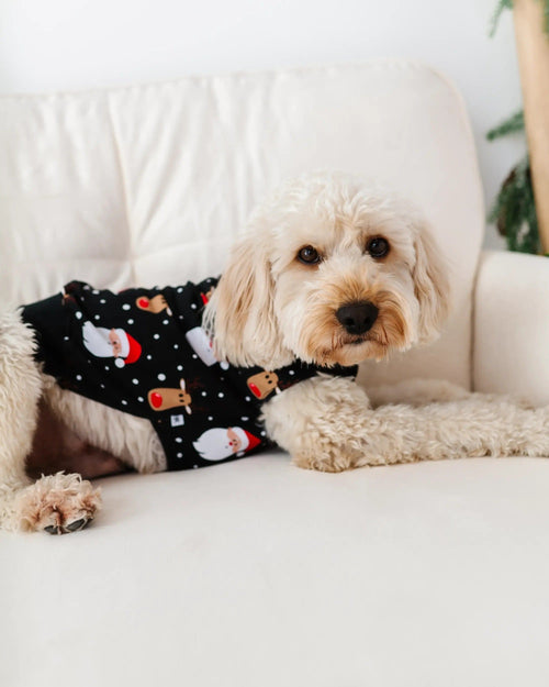 Baby Kids Bamboo Pajamas — Snow Ho Ho Dog Sweater — Image 12