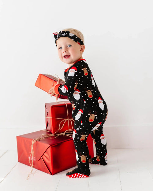 Baby Kids Bamboo Pajamas — Snow Ho Ho Footie — Image 8