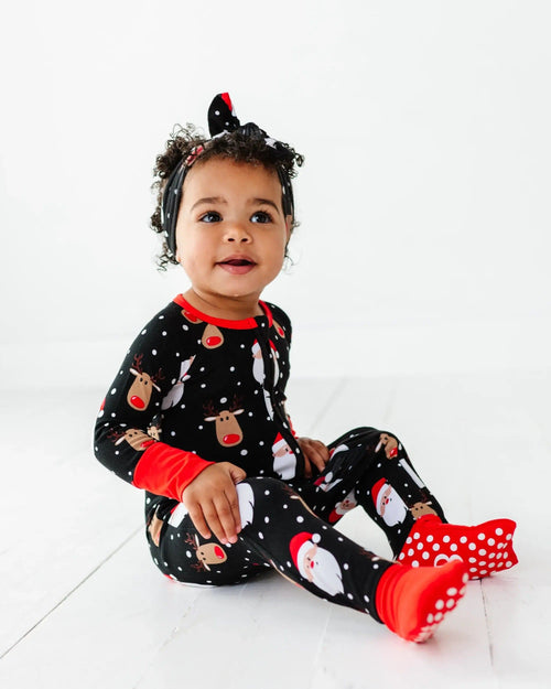 Baby Kids Bamboo Pajamas — Snow Ho Ho Headwrap — Image 5
