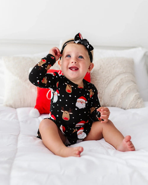 Baby Kids Bamboo Pajamas — Snow Ho Ho Ruffle Dress — Image 11