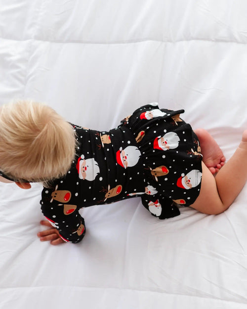 Baby Kids Bamboo Pajamas — Snow Ho Ho Ruffle Dress — Image 6