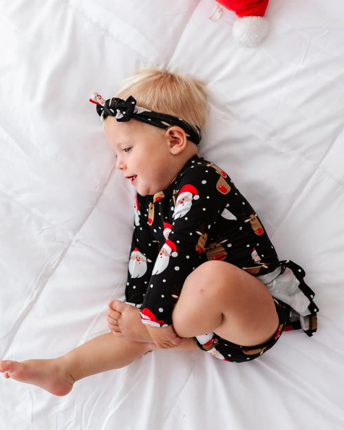 Baby Kids Bamboo Pajamas — Snow Ho Ho Ruffle Dress — Image 8