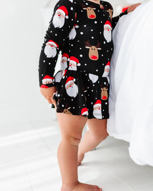 Baby Kids Bamboo Pajamas — Snow Ho Ho Ruffle Dress — Image 10