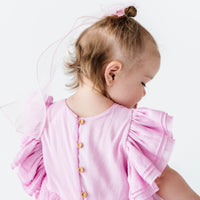Baby Kids Bamboo Pajamas — Soft Pink Sheer Long Bow — Image 1
