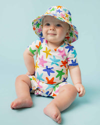 Baby Kids Bamboo Pajamas — Star of the Shore Shortie Romper — Image 1