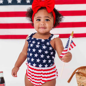 Baby Kids Bamboo Pajamas — Stars & Stripes Bubble Romper - DO NOT UNDRAFT — Image 1