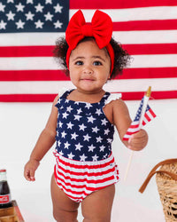 Baby Kids Bamboo Pajamas — Stars & Stripes Bubble Romper - DO NOT UNDRAFT — Image 1