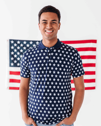Baby Kids Bamboo Pajamas — Navy Star Men's Polo — Image 1