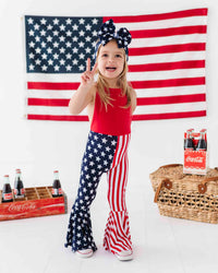 Baby Kids Bamboo Pajamas — Stars & Stripes Overall Backless Romper - DO NOT UNDRAFT — Image 8