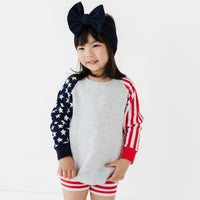 Baby Kids Bamboo Pajamas — Stars & Stripes Crew Neck Sweatshirt — Image 1