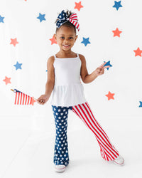 Baby Kids Bamboo Pajamas — Stars & Stripes Peplum Tank Top & Flare Pants Set — Image 1
